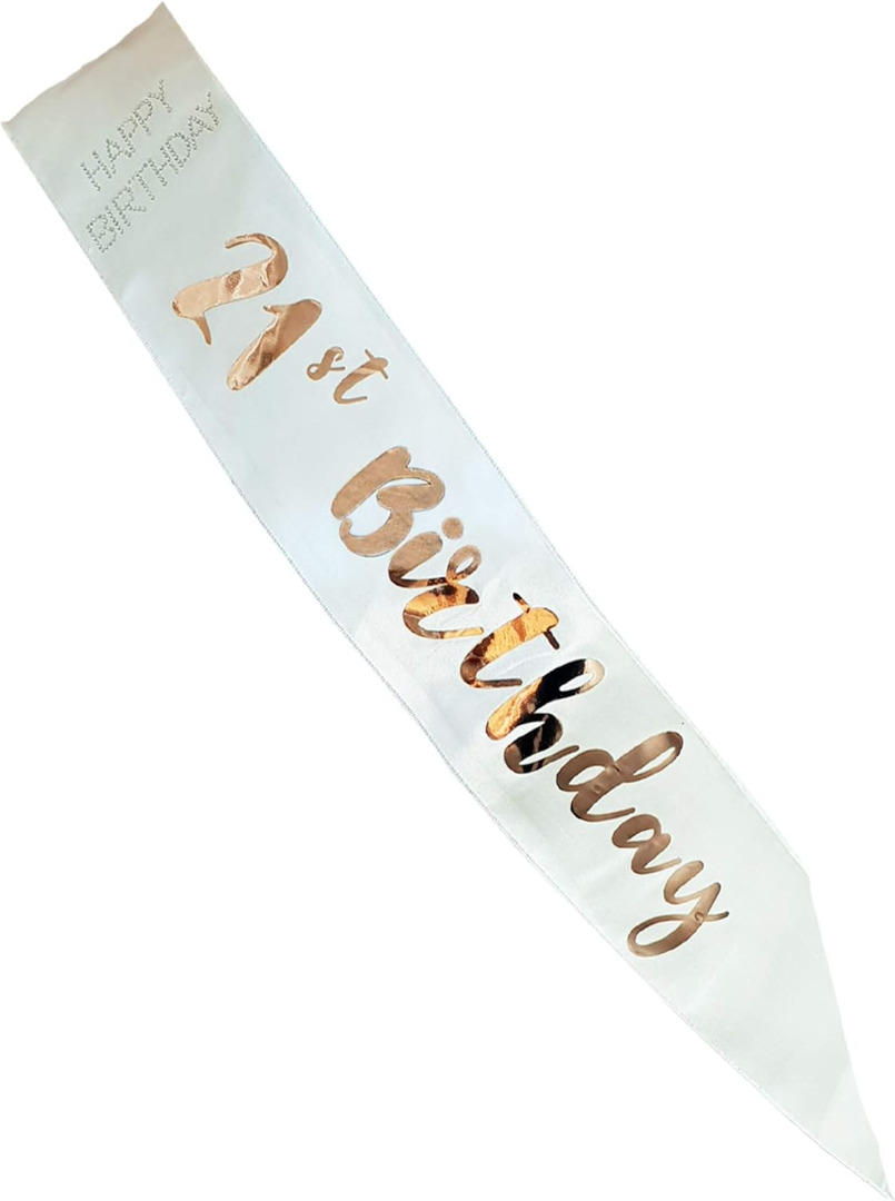 Cream & Gold 21st Birthday Sash & Rosette Badge