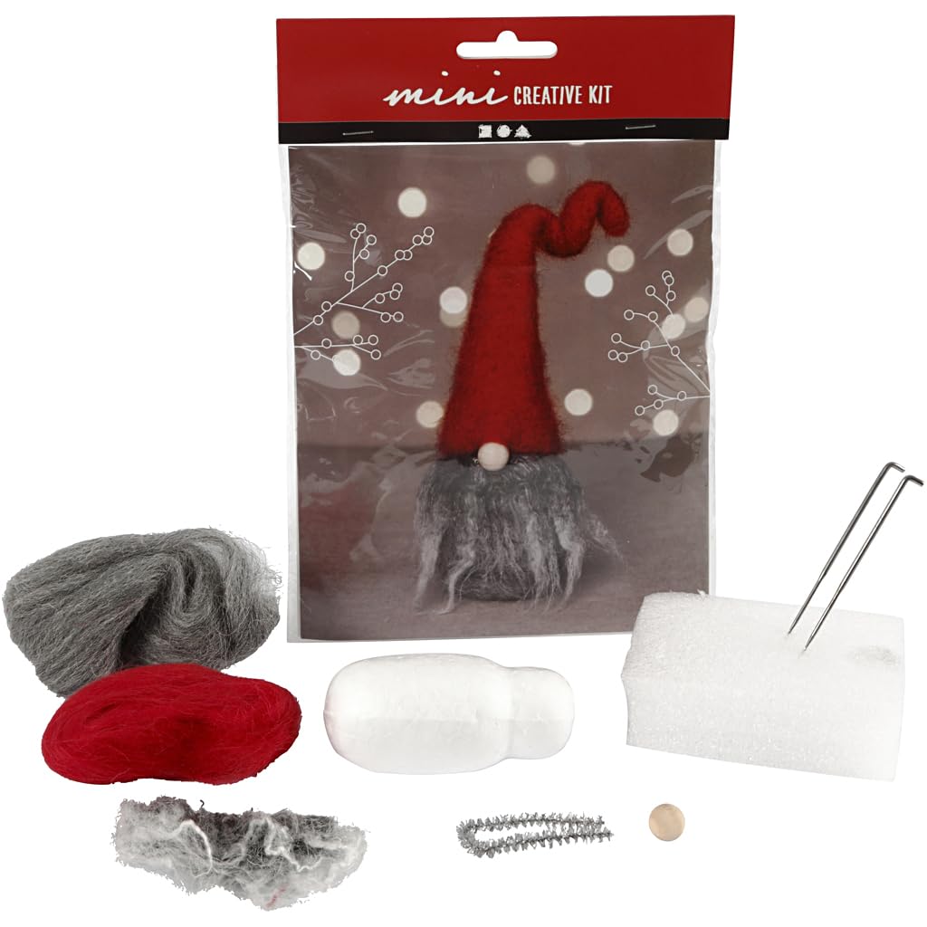 Felt Craft Set for Christmas Gnome with Grey Beard