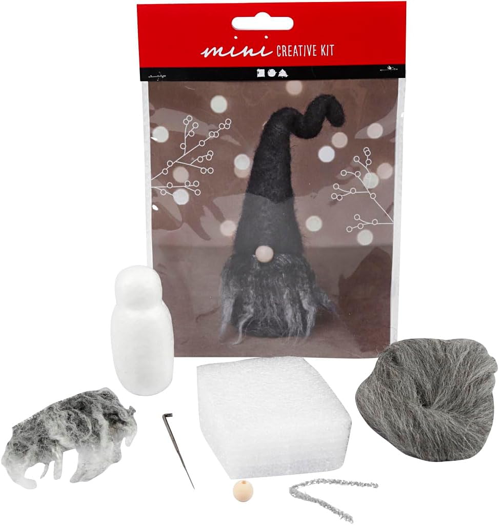 Felting Craft Kit - Christmas Gnome, Grey