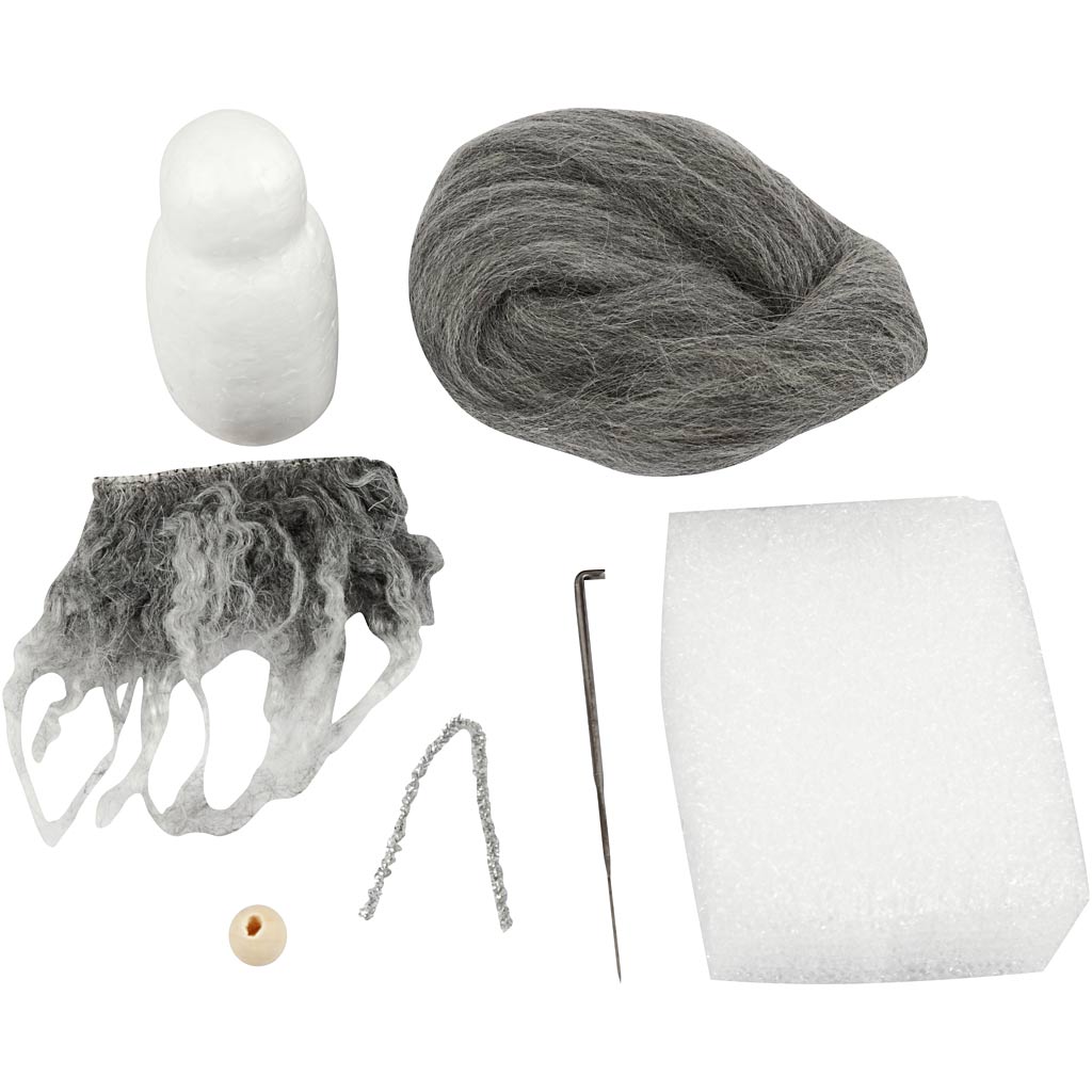 Felting Craft Kit - Christmas Gnome, Grey