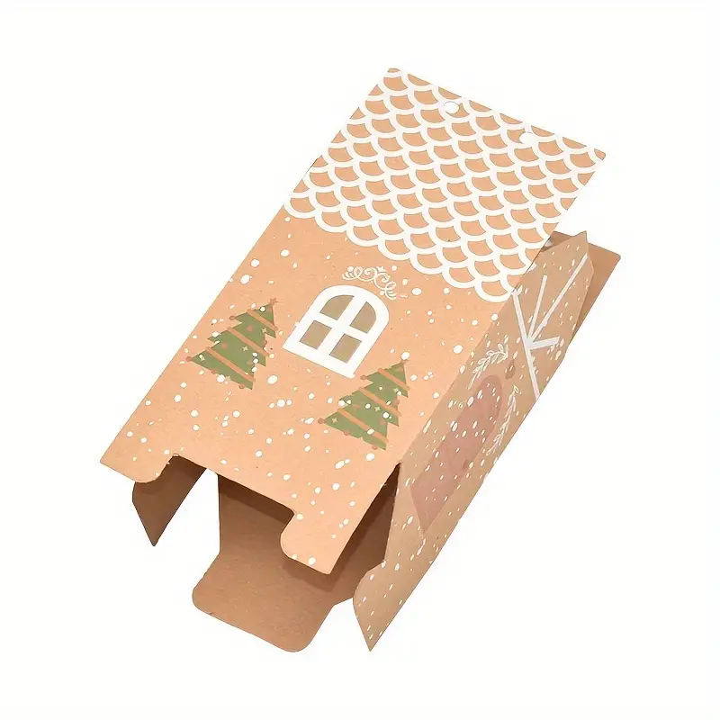 Festive Christmas House Advent Gift Boxes with Twine - 24pcs