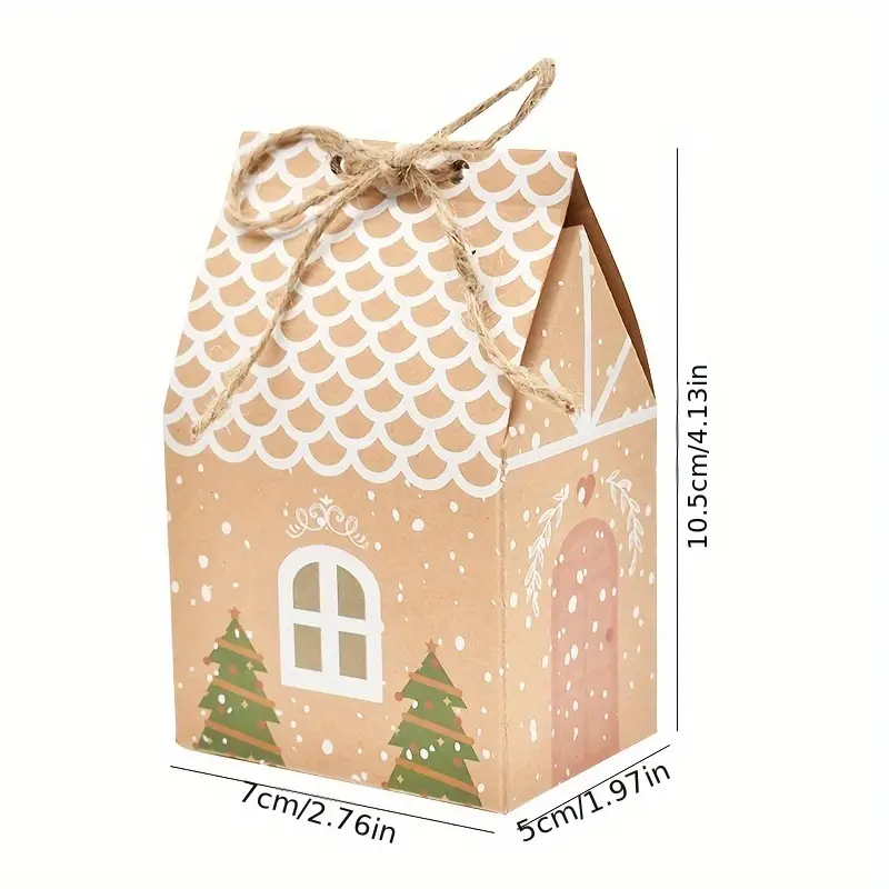 Festive Christmas House Advent Gift Boxes with Twine - 24pcs