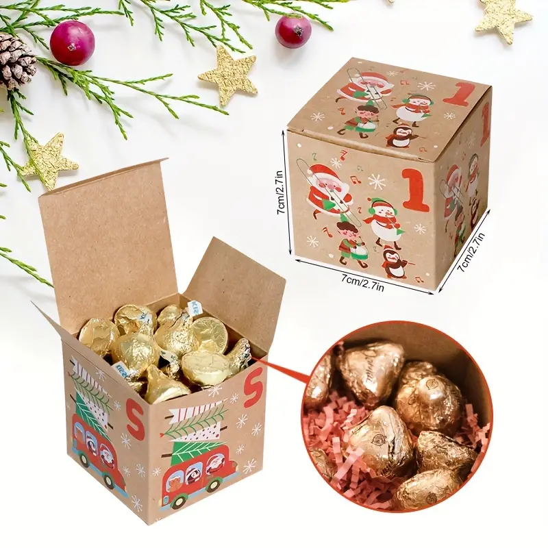 Kraft Christmas Advent Calendar Gift Boxes - Set 24