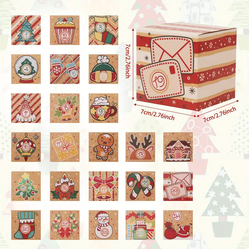 Kraft Style Christmas Advent Calendar Gift Boxes - Set 24