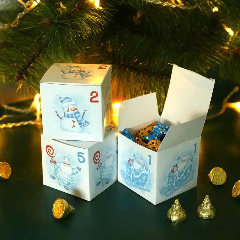 Ice Blue Numbered Christmas Advent Calendar Gift Boxes - Set 24