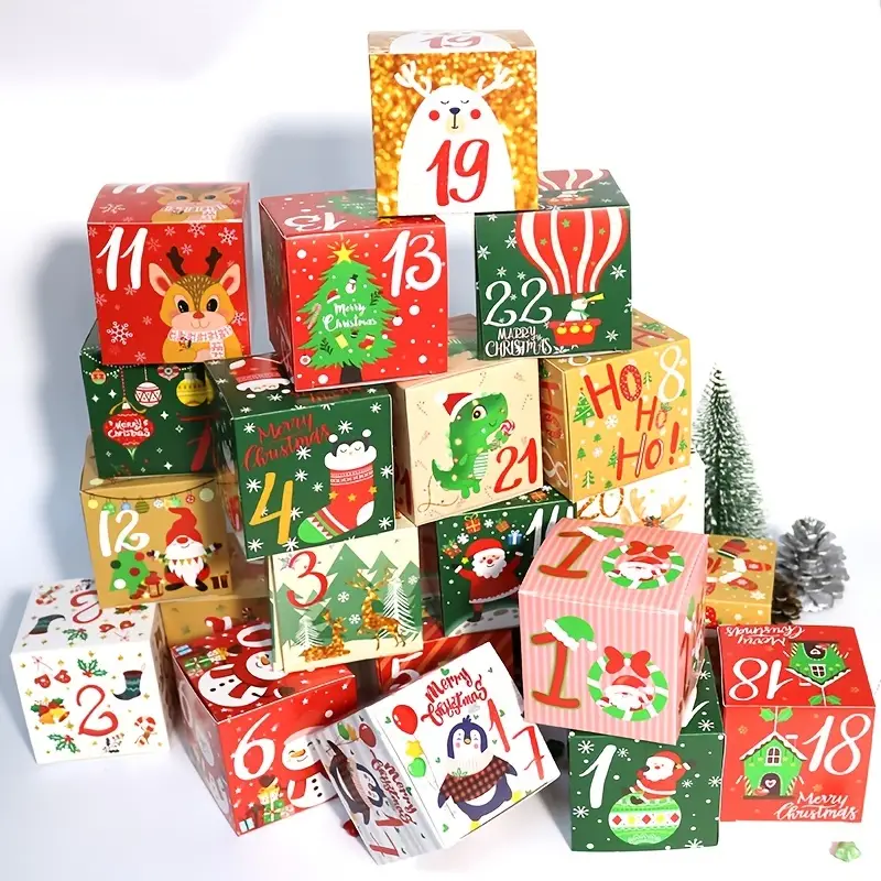 DIY Christmas Advent Calendar Gift Boxes - Set 24