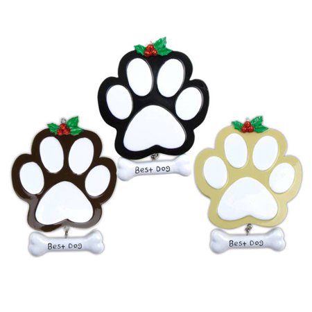 Dog Paw Christmas Ornament - Black, Brown or Tan