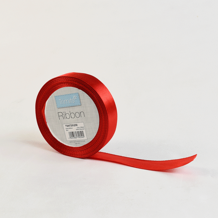 Satin Ribbon, 20mm x 15 Metre Roll, Various Colours