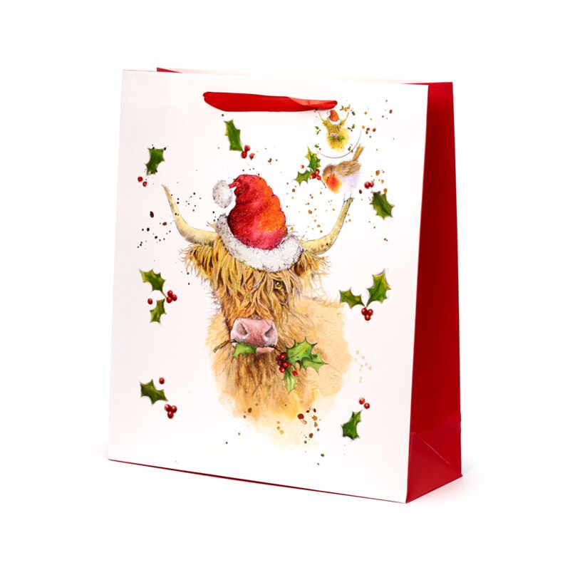 Jan Pashley Christmas Highland Coo Gift Bag - Medium, Large & Extra Large