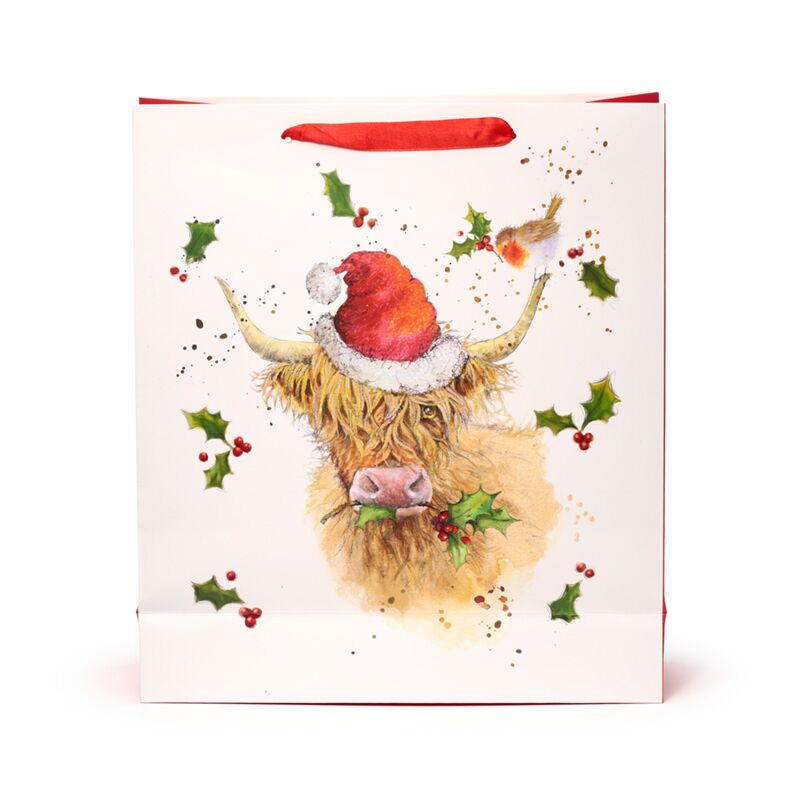 Jan Pashley Christmas Highland Coo Gift Bag - Medium, Large & Extra Large