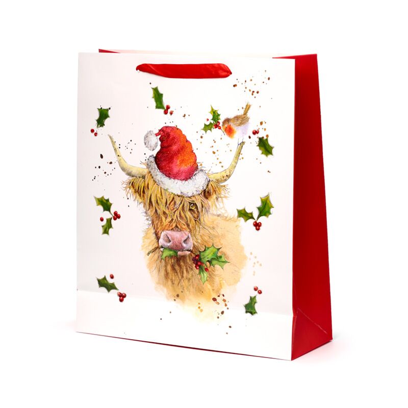 Jan Pashley Christmas Highland Coo Gift Bag - Medium, Large & Extra Large