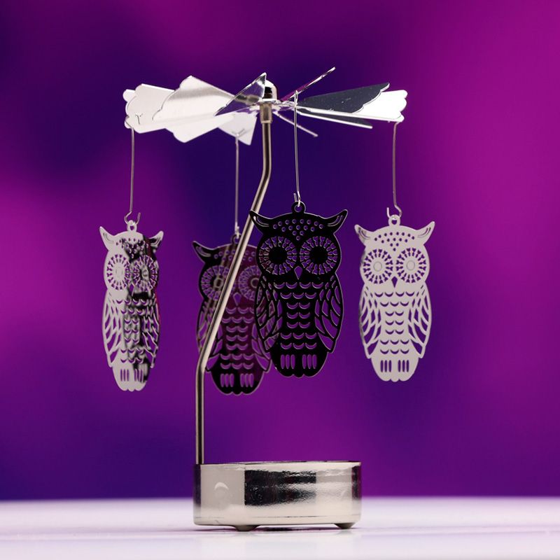 Spinning Tea Light Carousel Candle Holder - Owl