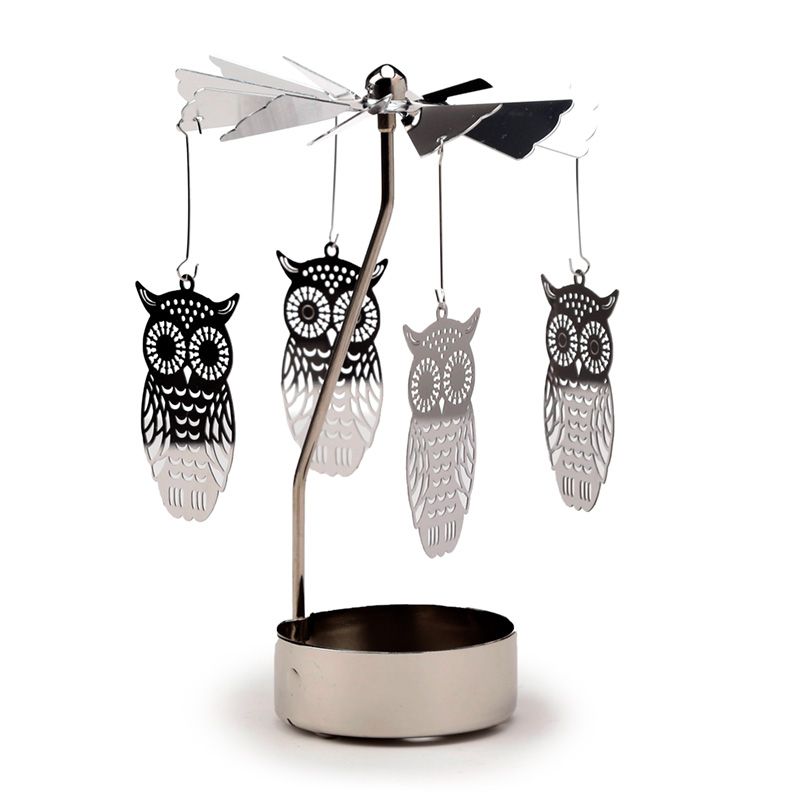 Spinning Tea Light Carousel Candle Holder - Owl