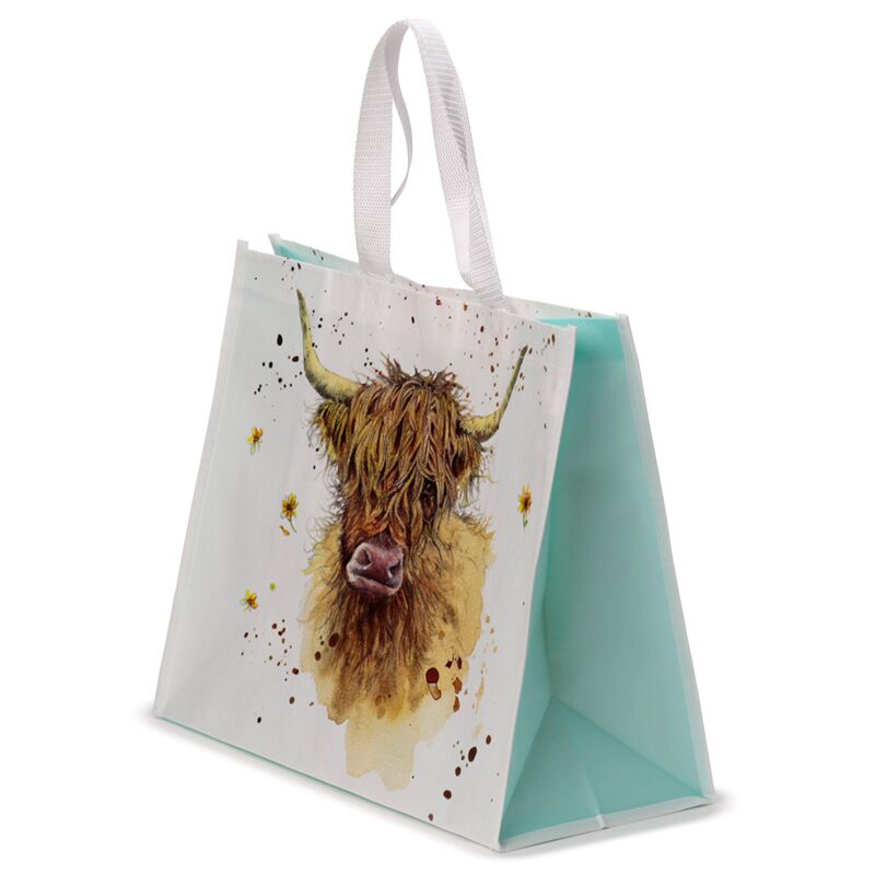 Jan Pashley Highland Coo Cow Big Foldaway Reusable Shopping Bag