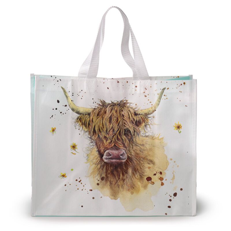 Jan Pashley Highland Coo Cow Big Foldaway Reusable Shopping Bag