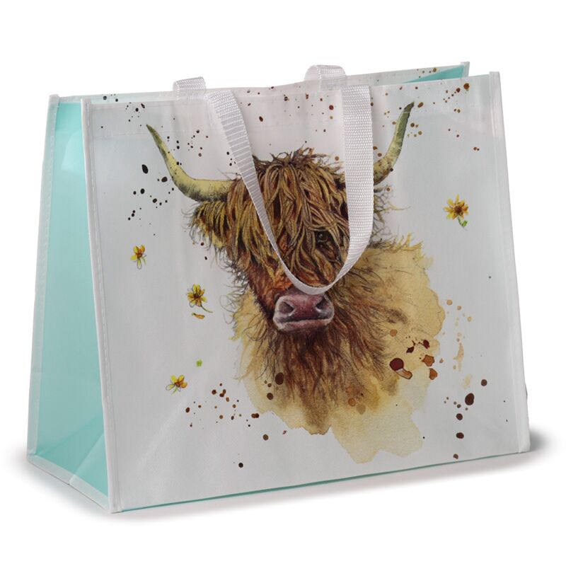 Jan Pashley Highland Coo Cow Big Foldaway Reusable Shopping Bag