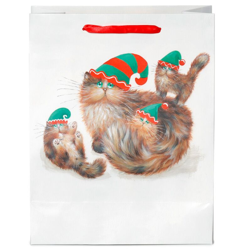 Kim Haskins Cats Christmas Elves Gift Bag - Large