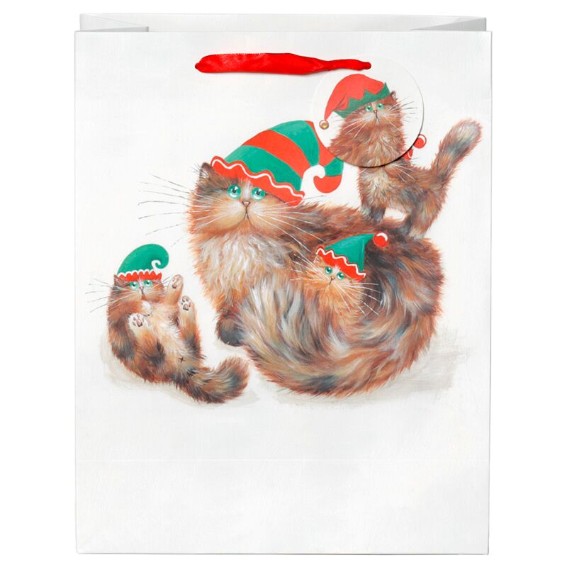 Kim Haskins Cats Christmas Elves Gift Bag - Large