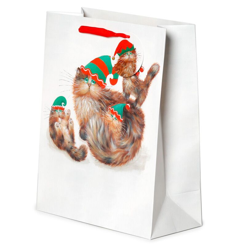 Kim Haskins Cats Christmas Elves Gift Bag - Large