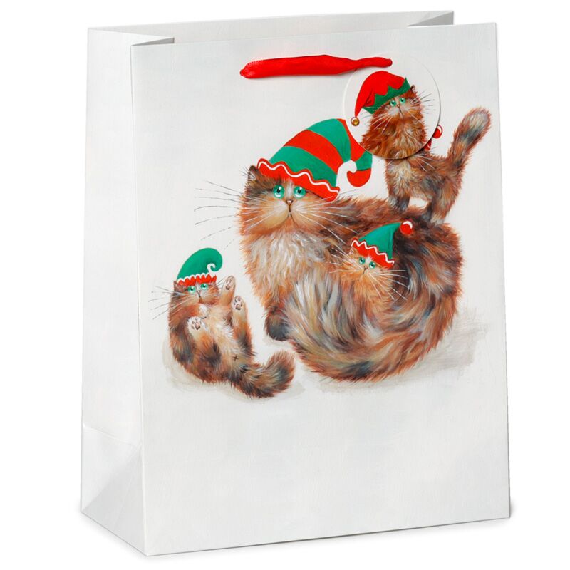 Kim Haskins Cats Christmas Elves Gift Bag - Large