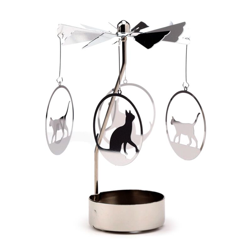 Spinning Tea Light Carousel Candle Holder - Cat