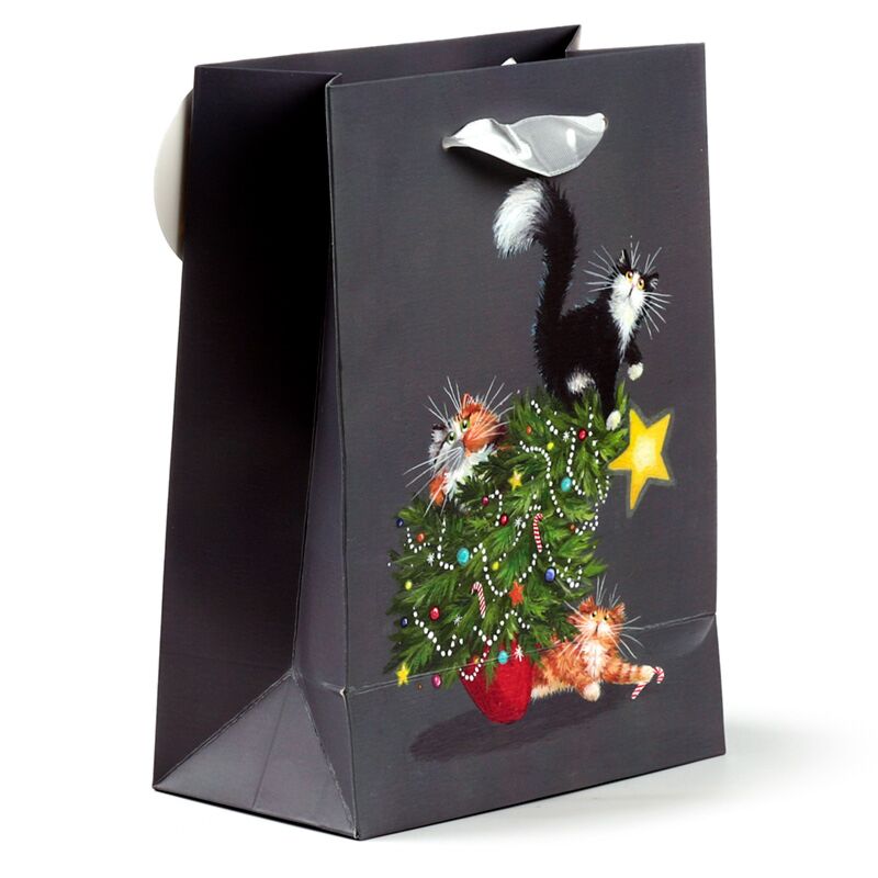 Kim Haskins Cats Christmas Tree Catastrophe Gift Bag - Medium