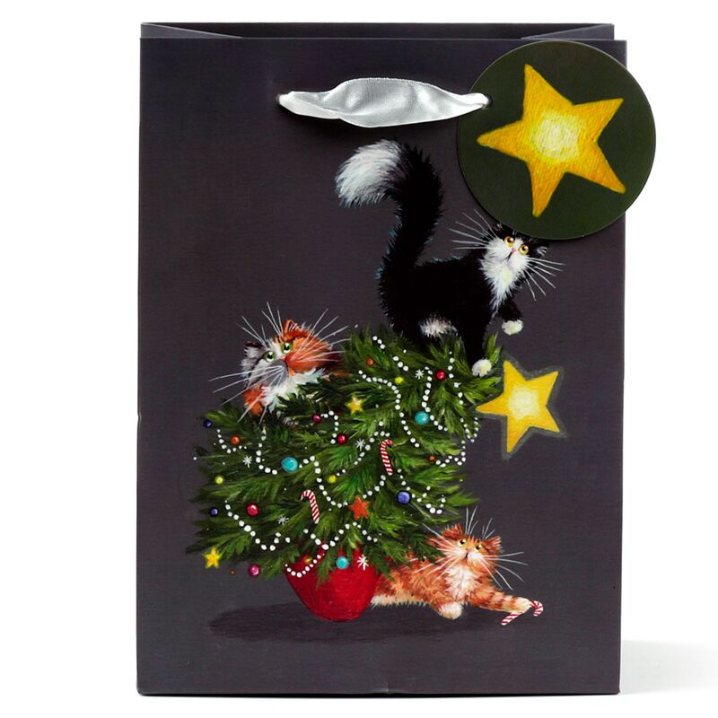 Kim Haskins Cats Christmas Tree Catastrophe Gift Bag - Medium