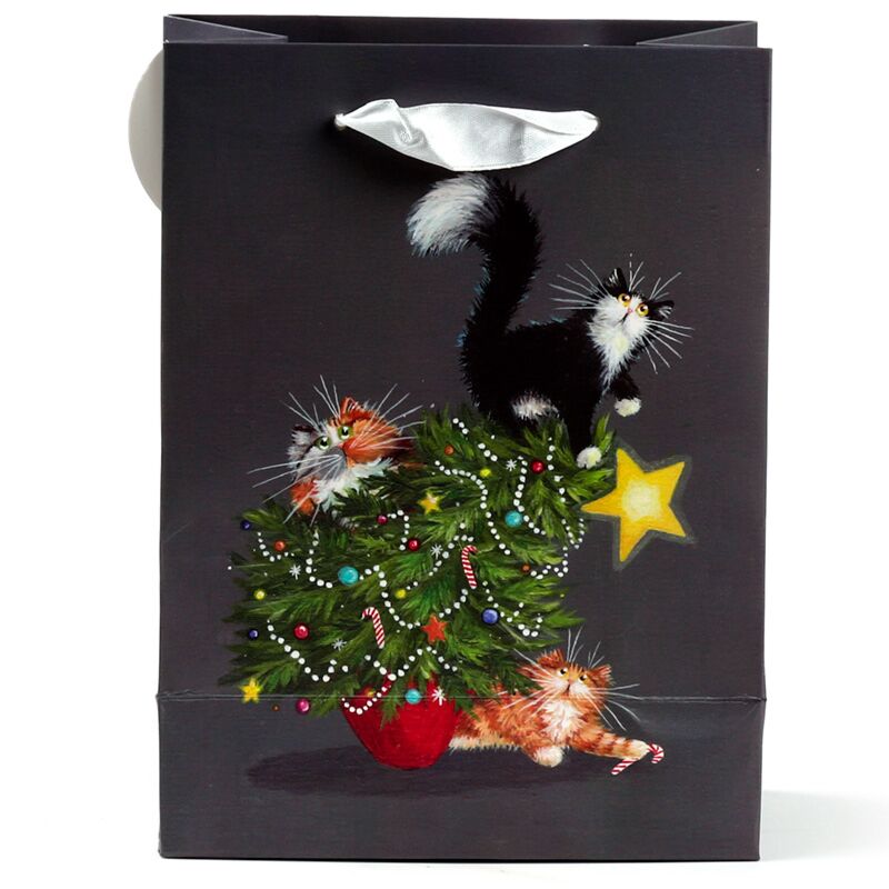 Kim Haskins Cats Christmas Tree Catastrophe Gift Bag - Medium