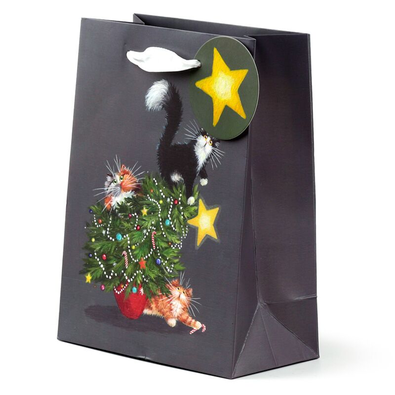 Kim Haskins Cats Christmas Tree Catastrophe Gift Bag - Medium