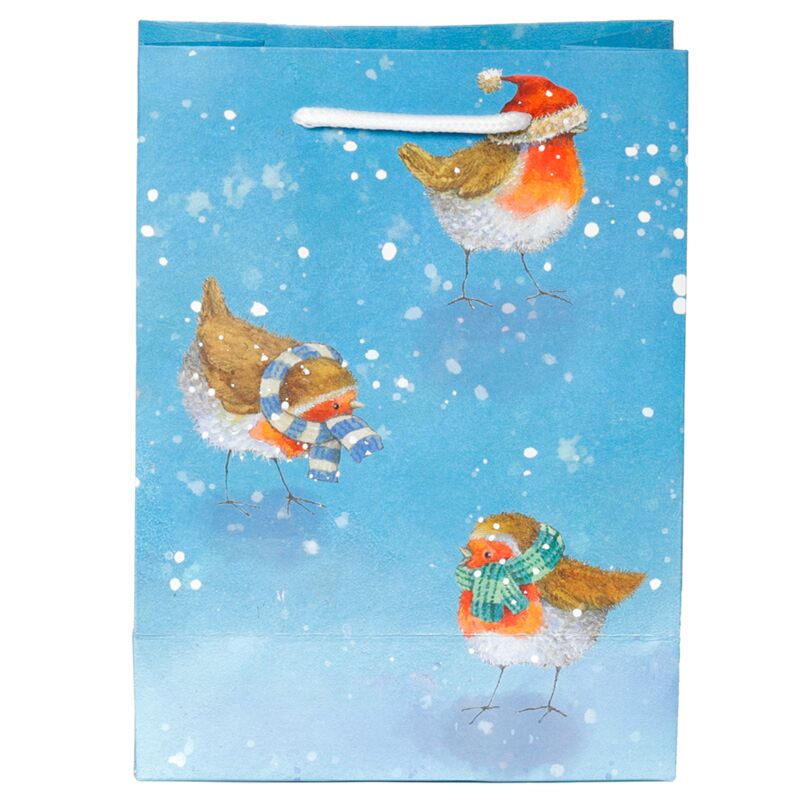 Jan Pashley Christmas Robin Gift Bag - Medium