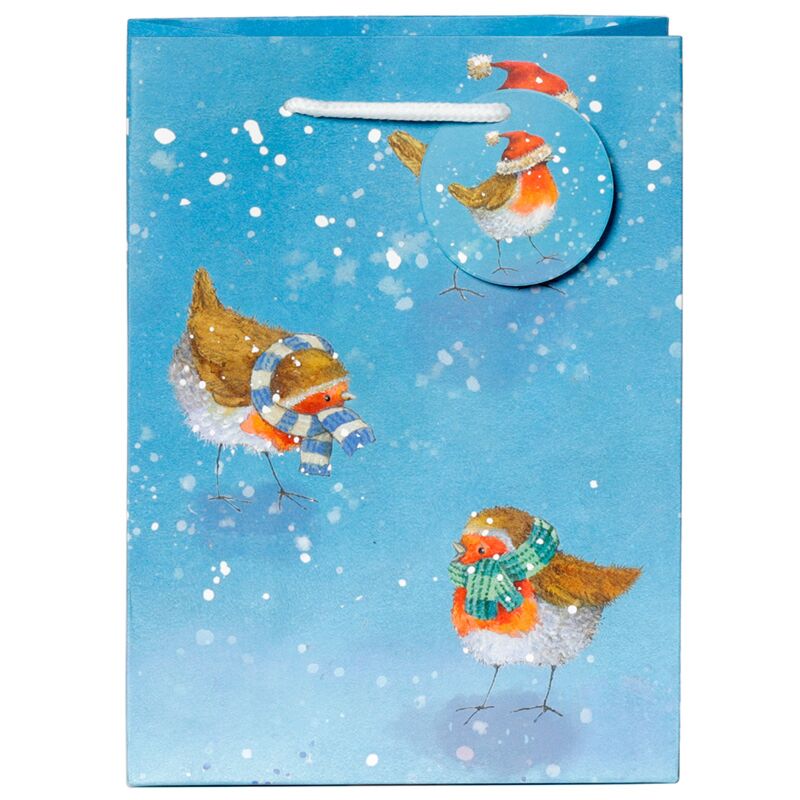 Jan Pashley Christmas Robin Gift Bag - Medium