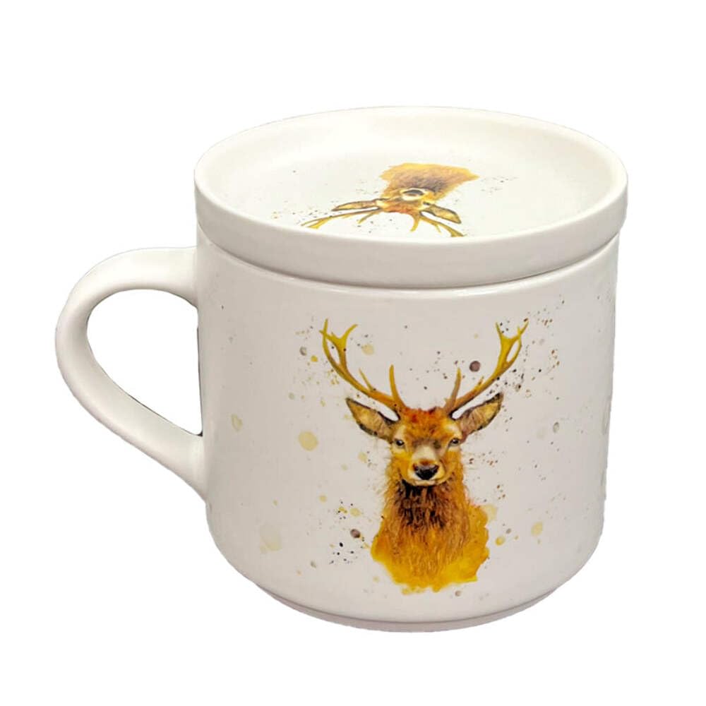 Jan Pashley Stag Porcelain Mug & Coaster Lid Set