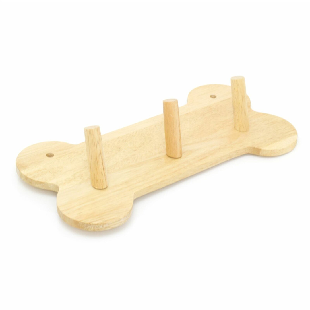 Rubberwood Dog Bone Wall Hook Rack