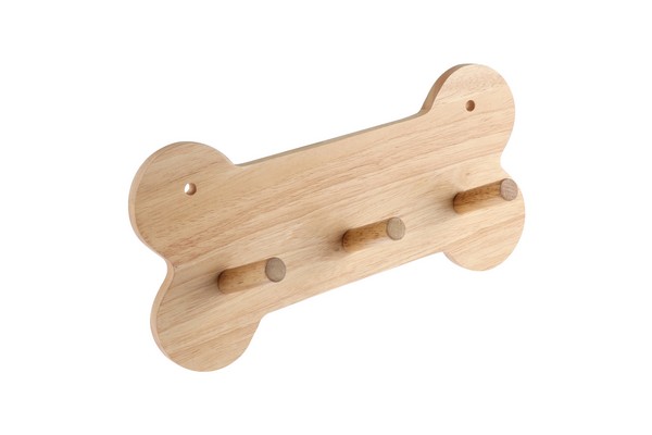 Rubberwood Dog Bone Wall Hook Rack