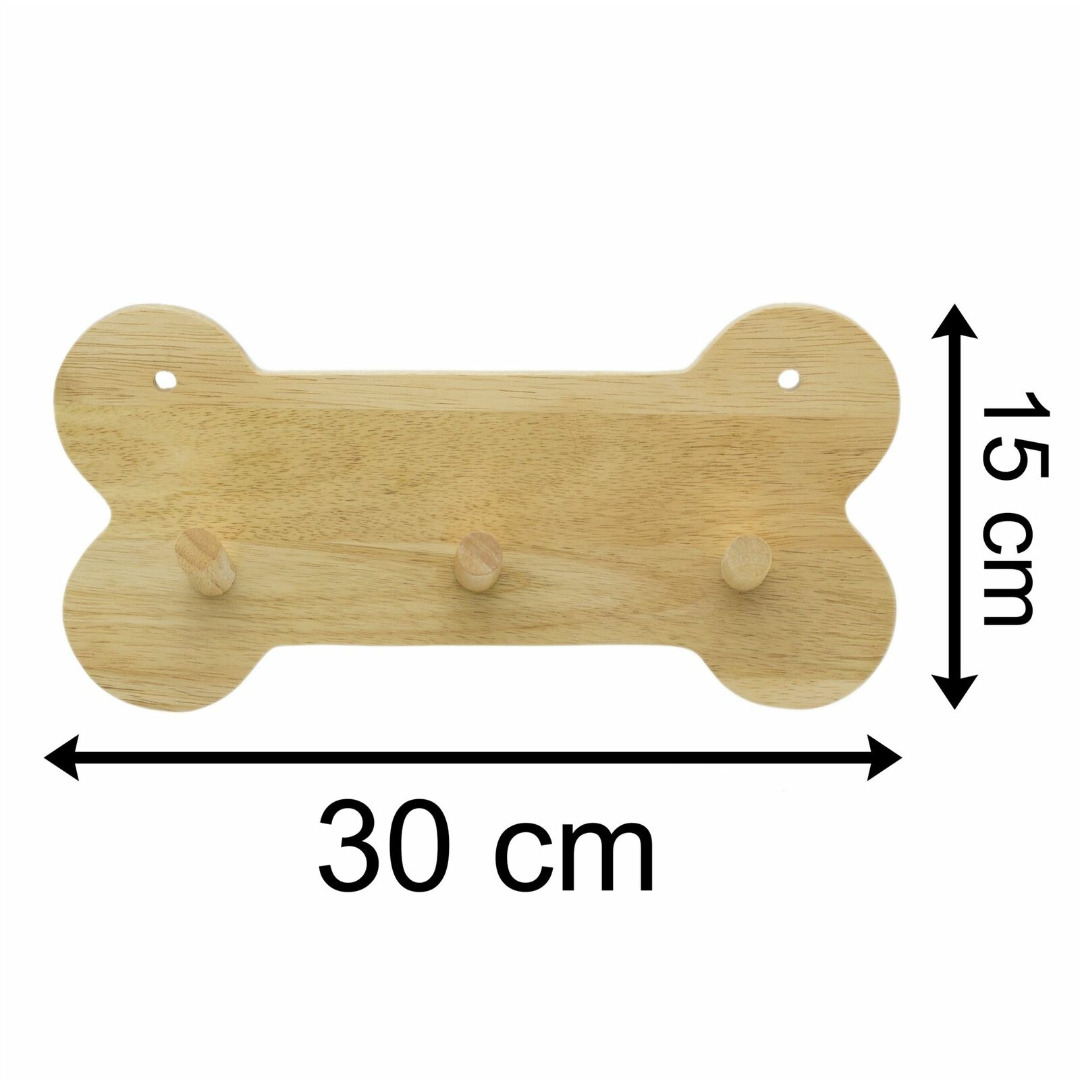 Rubberwood Dog Bone Wall Hook Rack