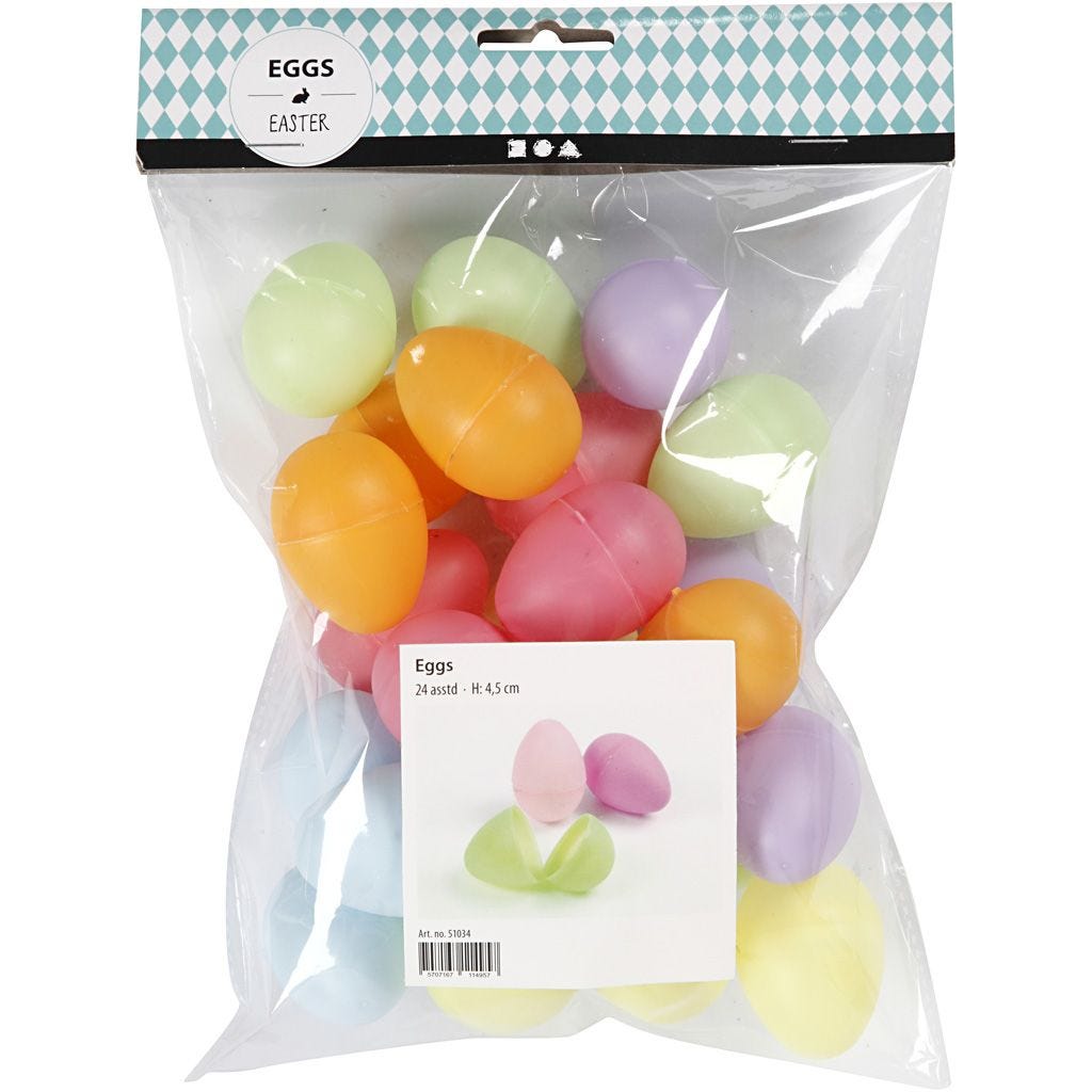 Plastic Coloured Eggs - Pack of 24 Eggs - Easter Crafts & Egg Hunts