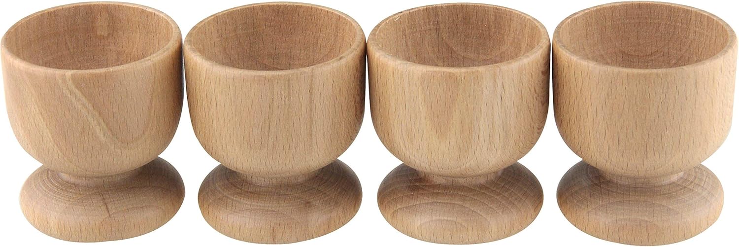 Personalised Beech Wood Egg Cups, Set of 4, Brown