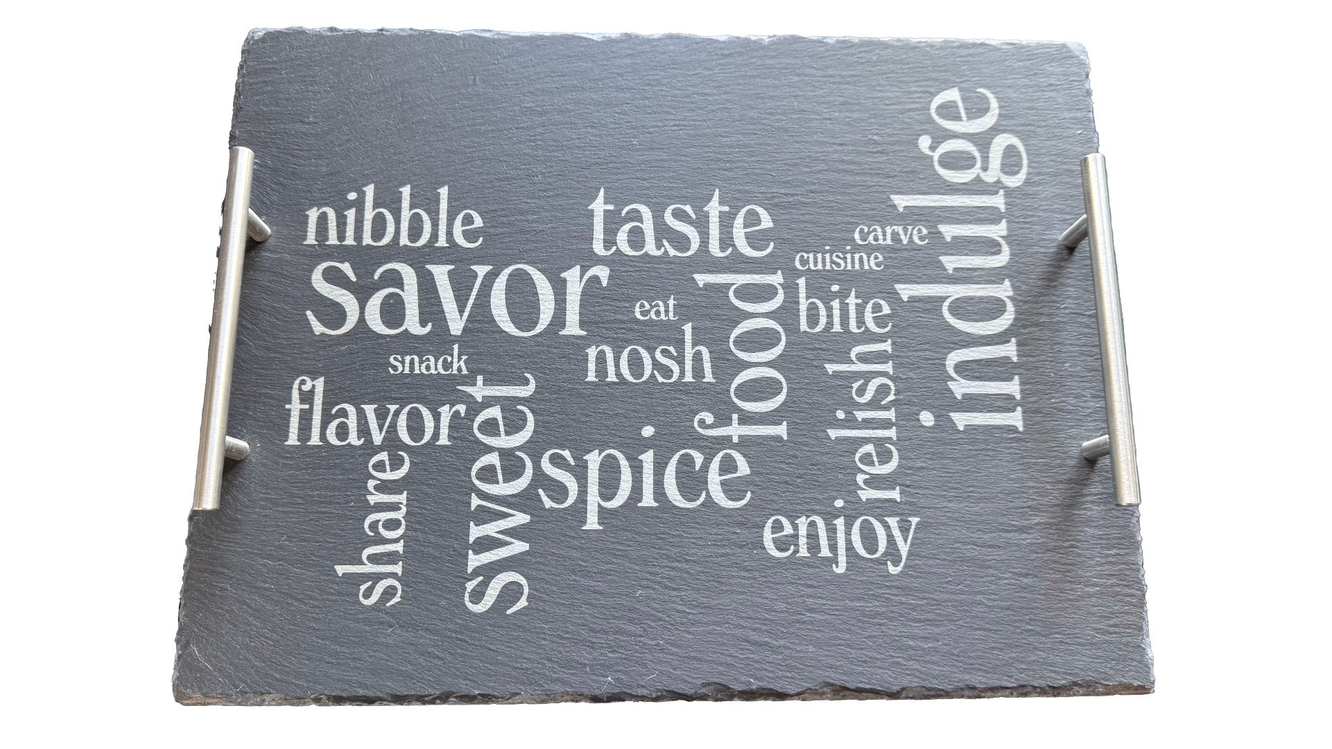 Foodie Word Cloud Slate Serving Tray