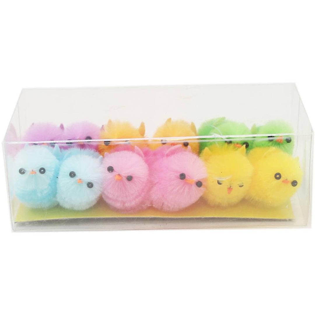 Mini Assorted Coloured Easter Chicks, Pk 12