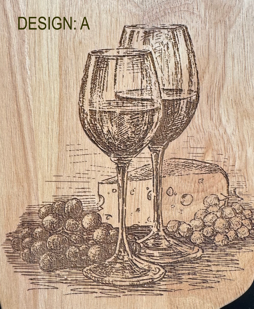 Personalised Cheese & Wine Rubberwood Serving Board - Grape Shaped 30x23cm