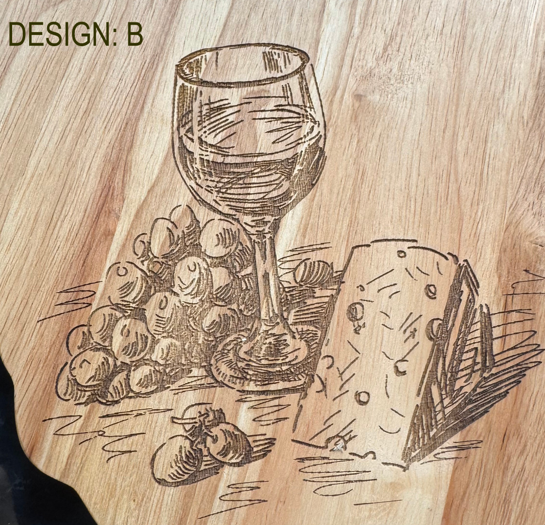 Personalised Cheese & Wine Rubberwood Serving Board - Grape Shaped 30x23cm