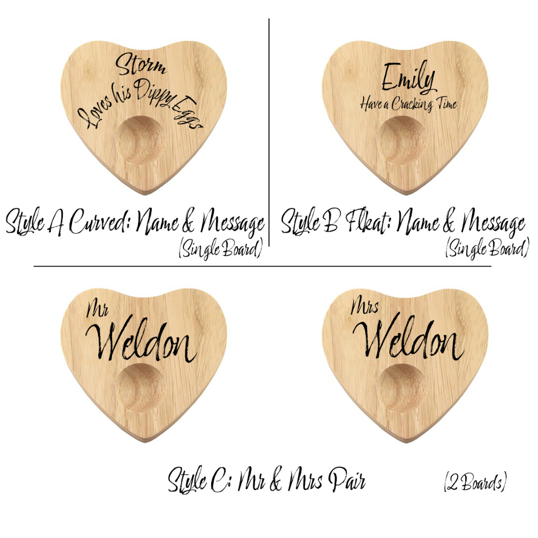 Personalised Heart Shaped Rubberwood Egg Holder Board