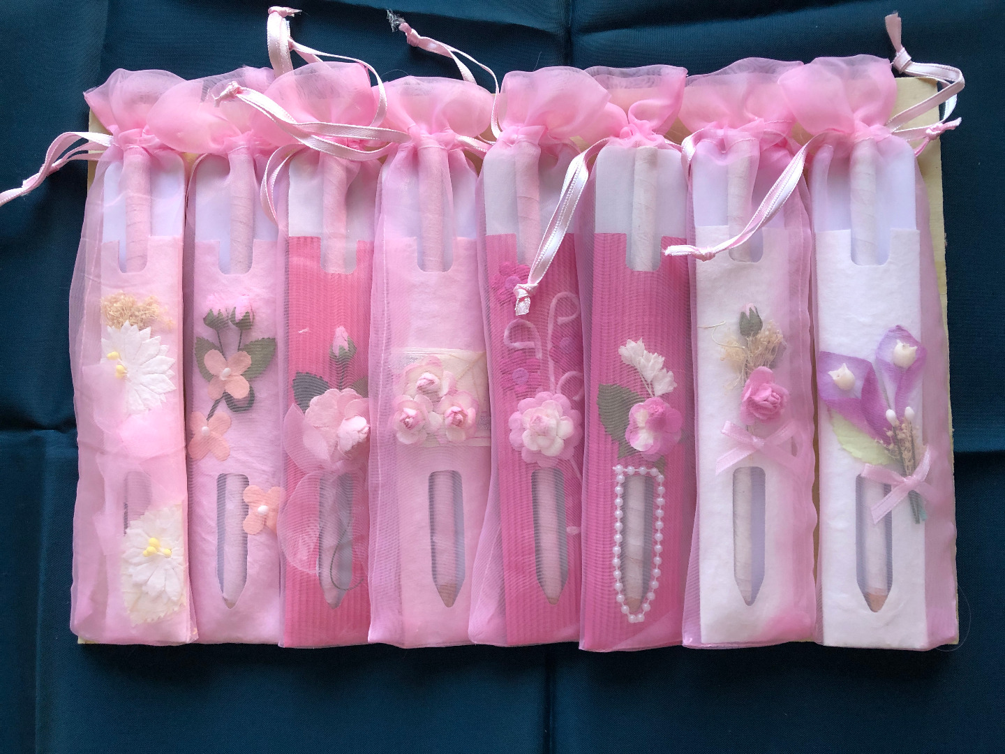 Set 8 Papier Mache Pencils with Floral Design Case