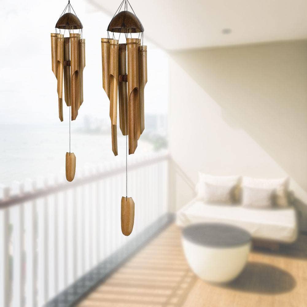 Vie Naturals Bamboo Wind Chimes, Set of 2 (Medium 40cm and Small 30cm)