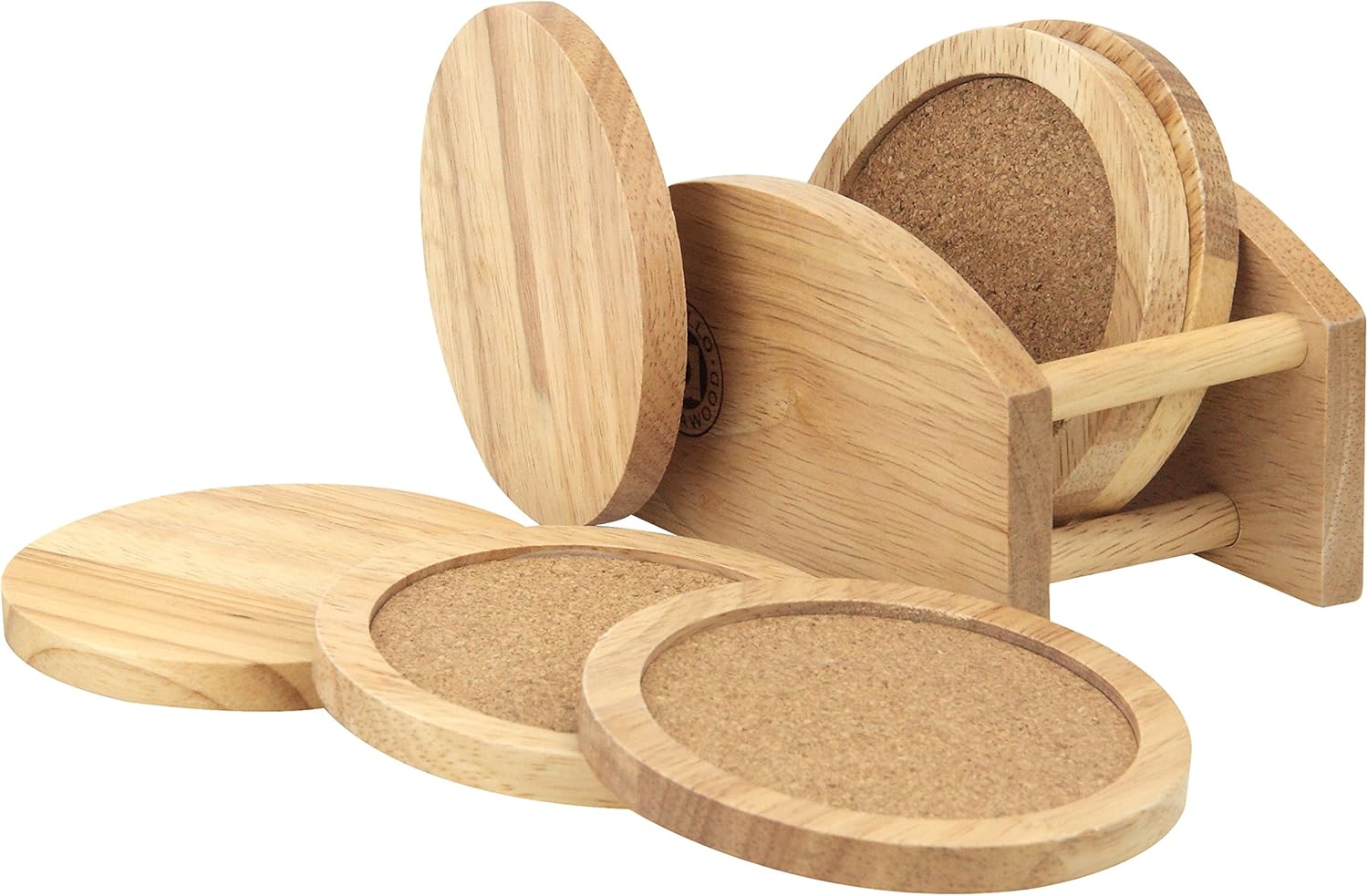 Rubberwood Coaster Set with Stand