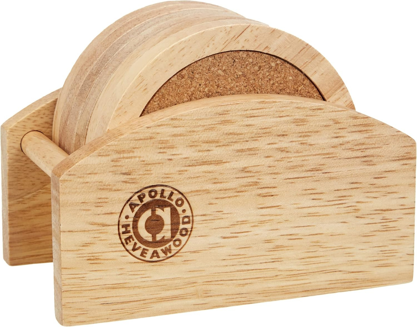 Rubberwood Coaster Set with Stand