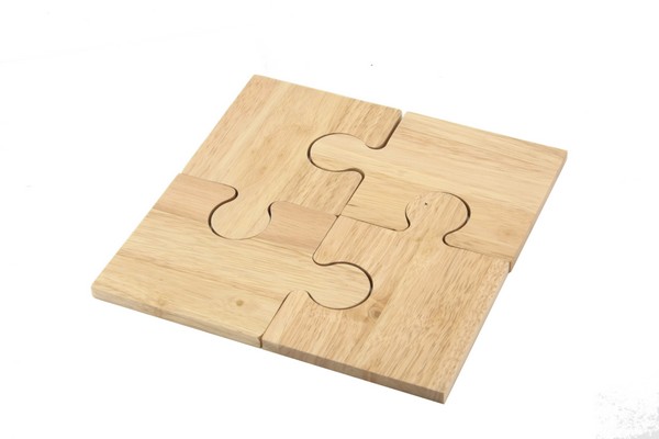 Set 4 Rubberwood Jigsaw Coasters