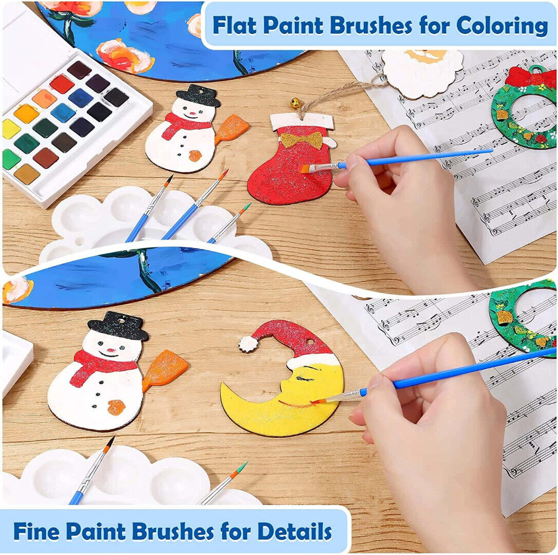 Childrens Acrylic Paint Pot Strip - Set 6 Colours + 2 Brushes