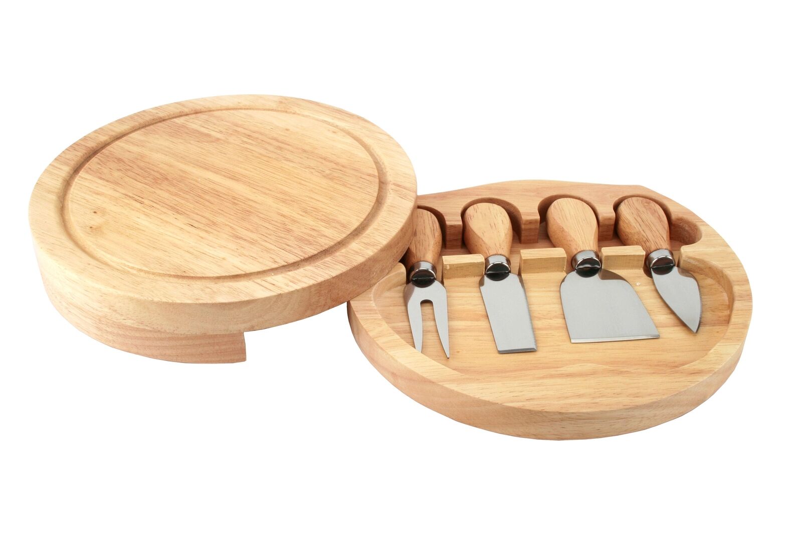 Personalised Round Cheese Board & 4 Pce Knife Serving Set - Stag