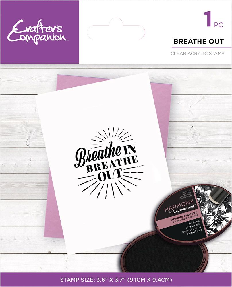 Crafters Companion Mindfulness Quotes Clear Acrylic Stamp - Breathe Out